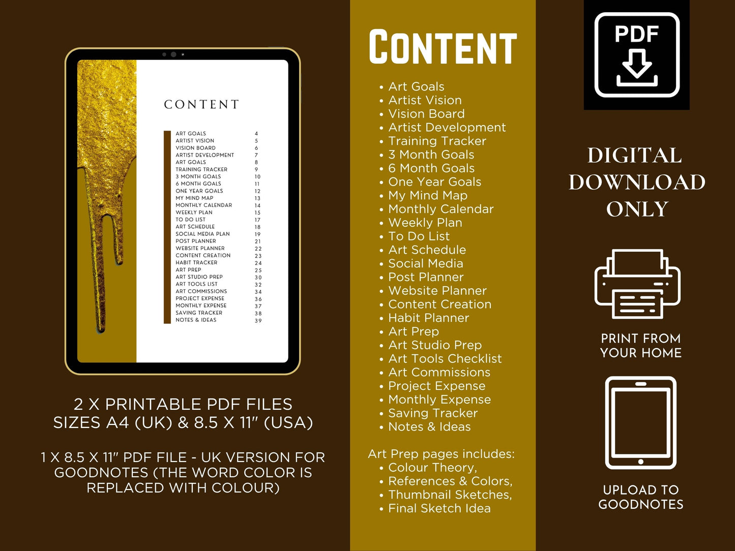 The Artist Planner | A4 & 8.5x11" Printable PDF | Art Business & Studio Organiser