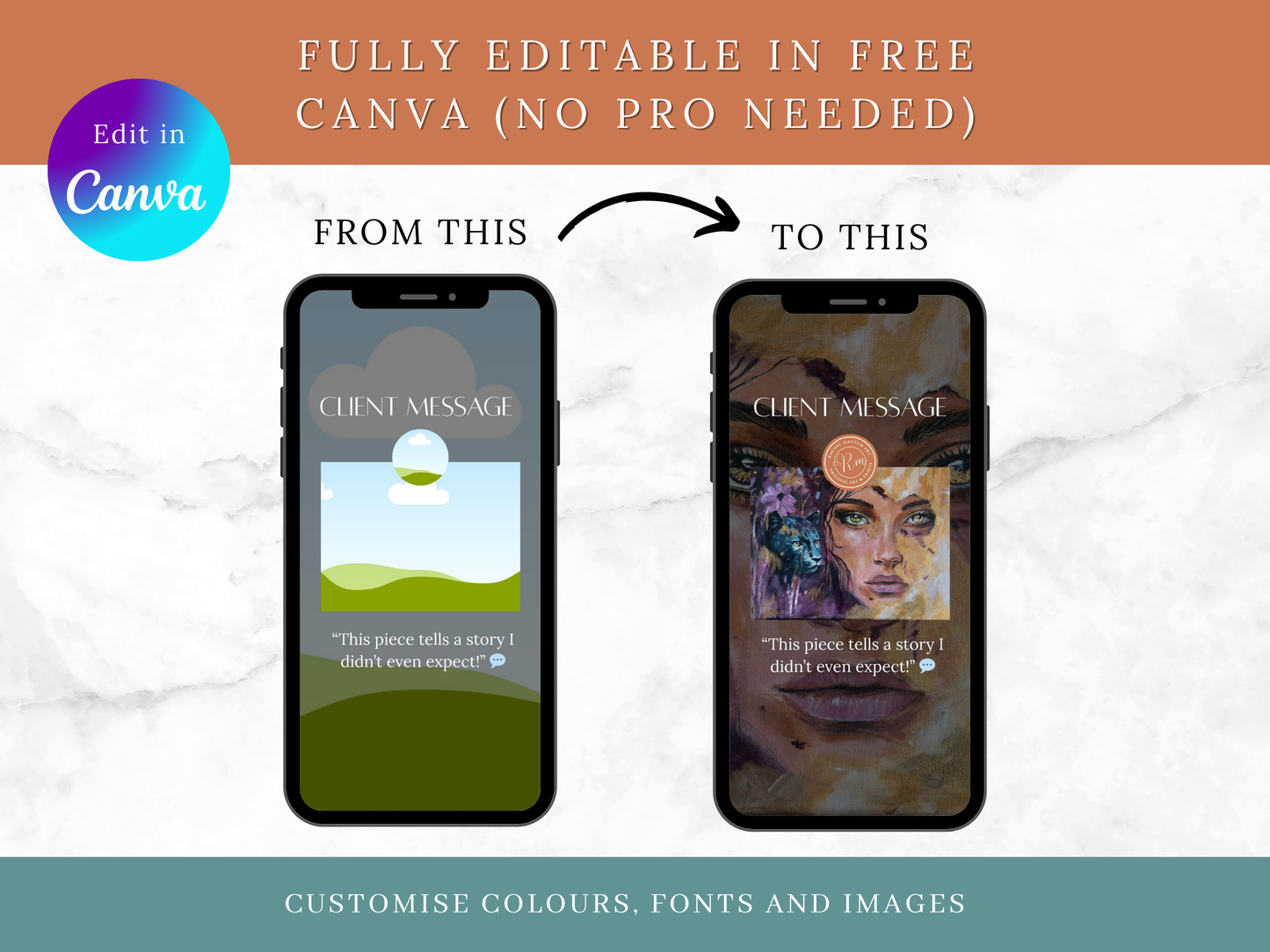 100 Editable Instagram Story Templates for Artists | Canva Social Media Kit for Art Marketing
