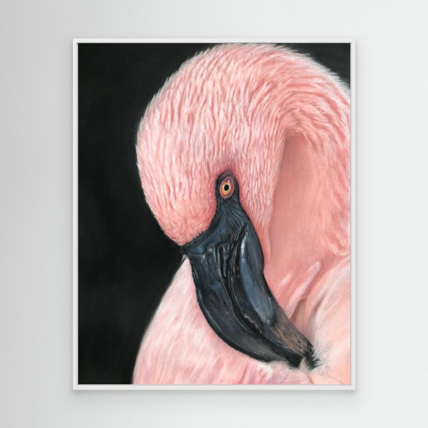 Flamingo Serenity - Pink Flamingo Pastel Portrait Canvas Print