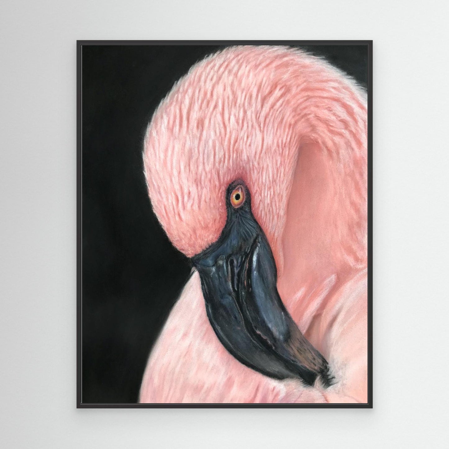 Flamingo Serenity - Pink Flamingo Pastel Portrait Canvas Print
