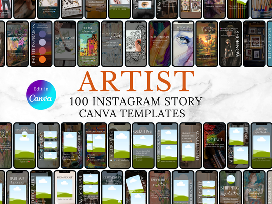 100 Editable Instagram Story Templates for Artists | Canva Social Media Kit for Art Marketing