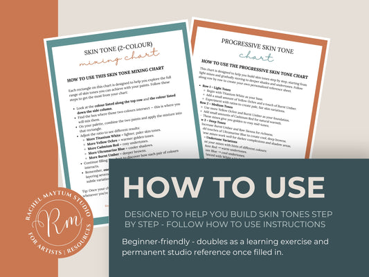 Skin Tone Mixing Charts | Printable Acrylic Painting Worksheets | Colour Mixing Guide for Artists (Set of 2)