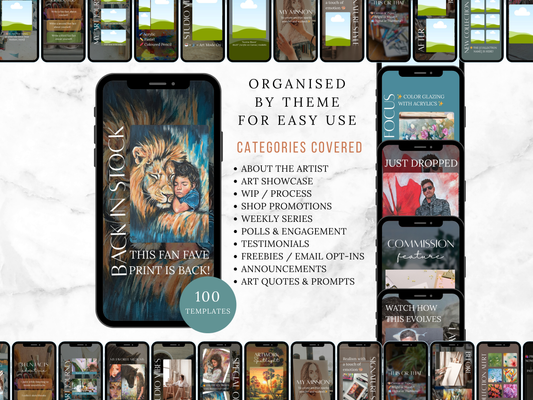 100 Editable Instagram Story Templates for Artists | Canva Social Media Kit for Art Marketing
