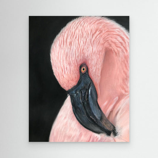 Flamingo Serenity - Pink Flamingo Pastel Portrait Canvas Print