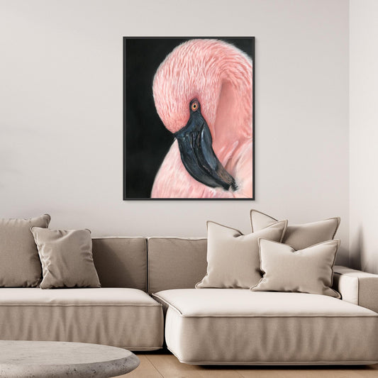 Flamingo Serenity - Pink Flamingo Pastel Portrait Canvas Print