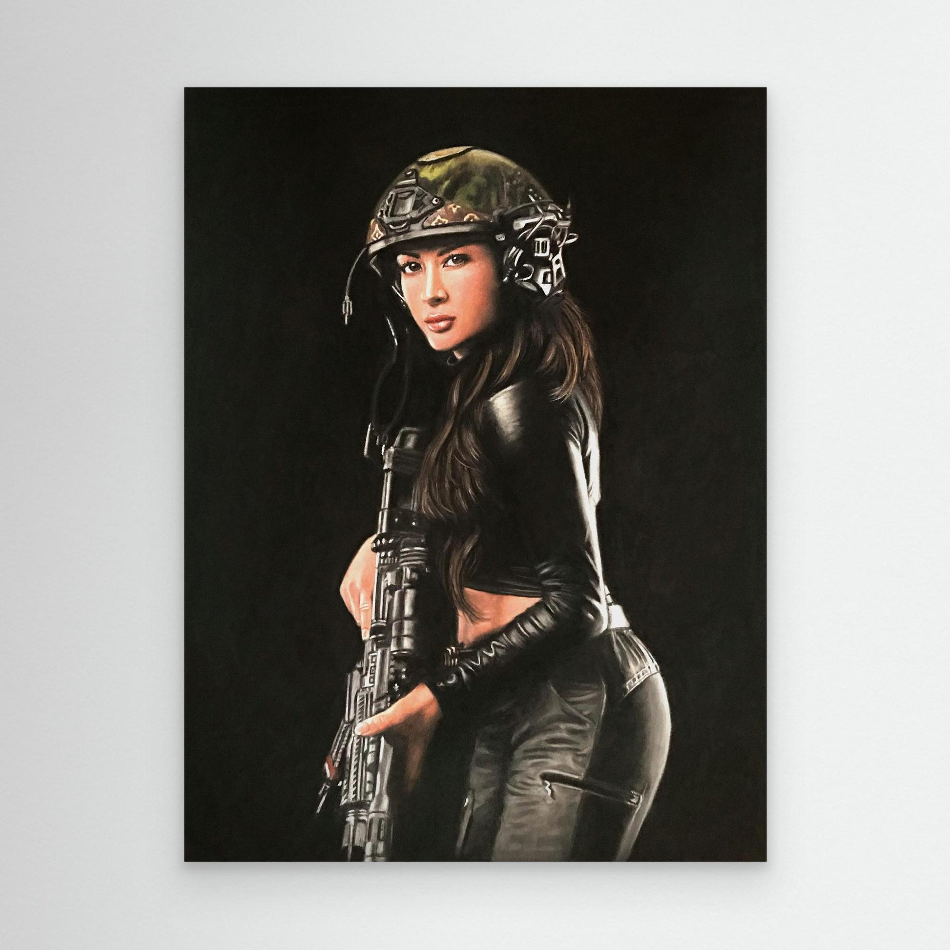 "Shadow Hunter" Pastel Portrait Canvas Print